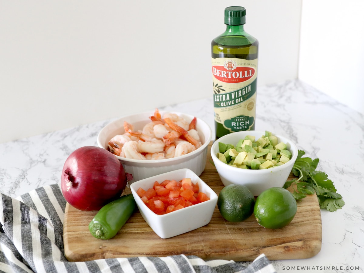 ingredients to make avocado shrimp salad