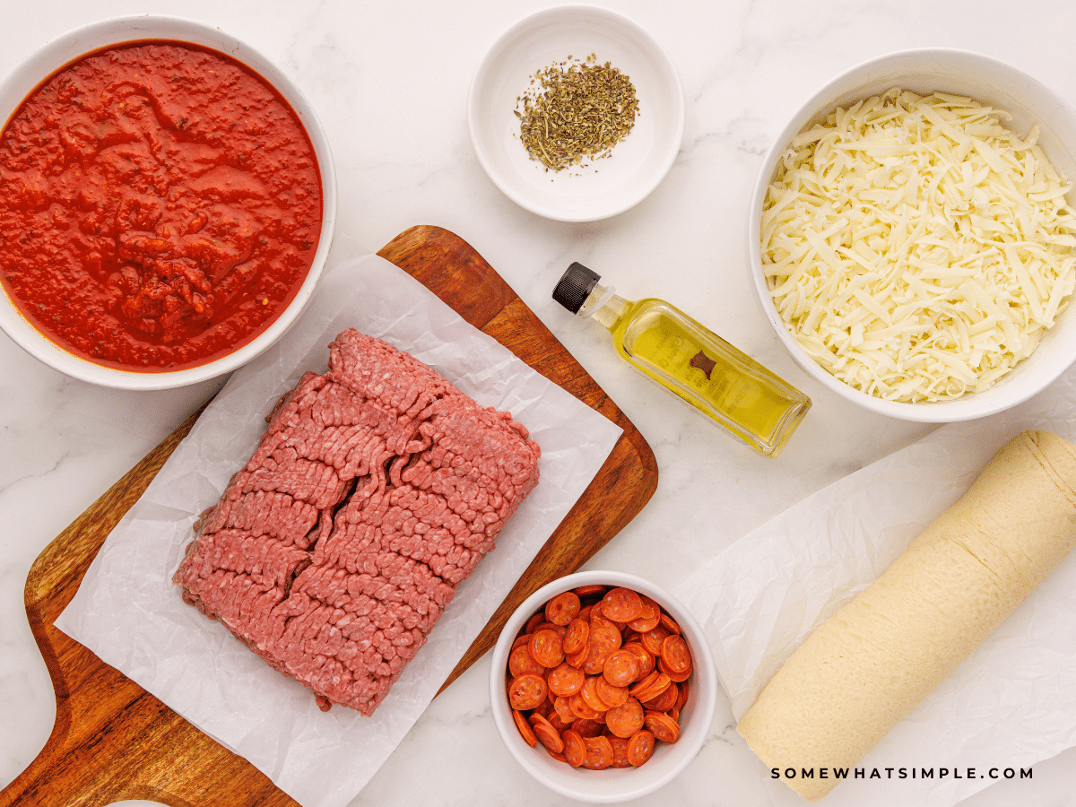 Ingredients to make Upside Down Deep Dish Pizza