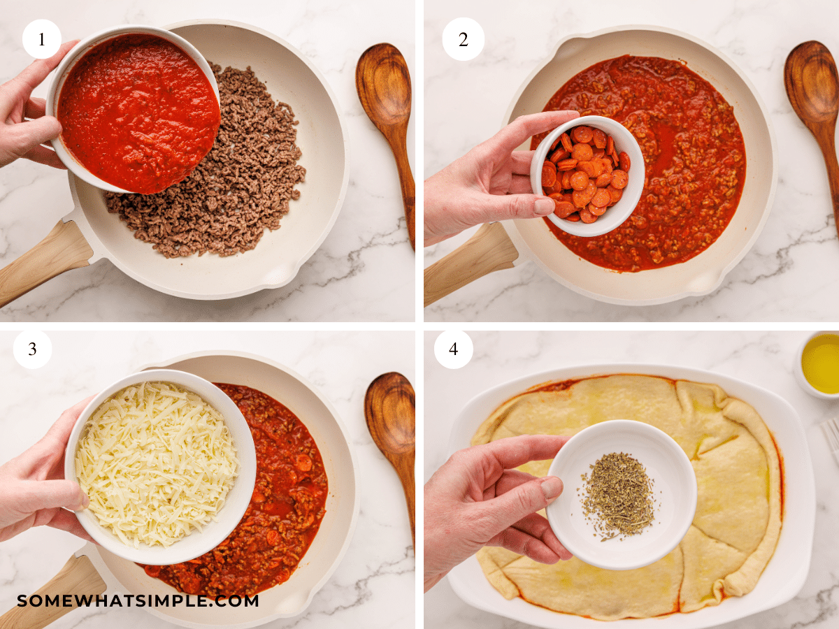 Directions to make Upside Down Deep Dish Pizza