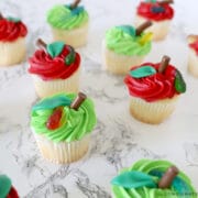 apple cupcakes decorated with candies