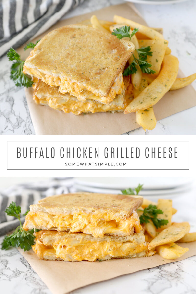 collage of images for buffalo chicken sandwiches