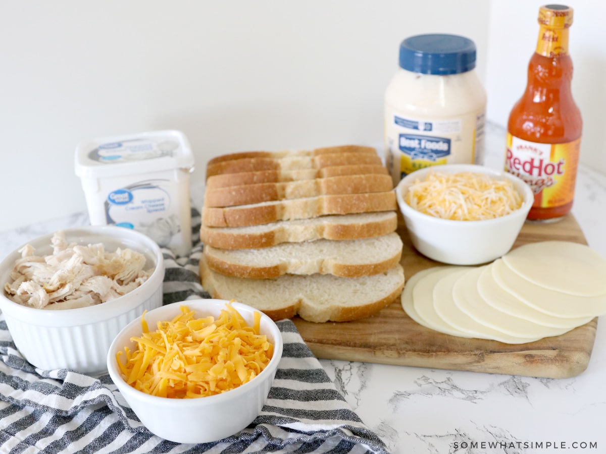 ingredients for Buffalo Chicken Grilled Cheese Sandwich