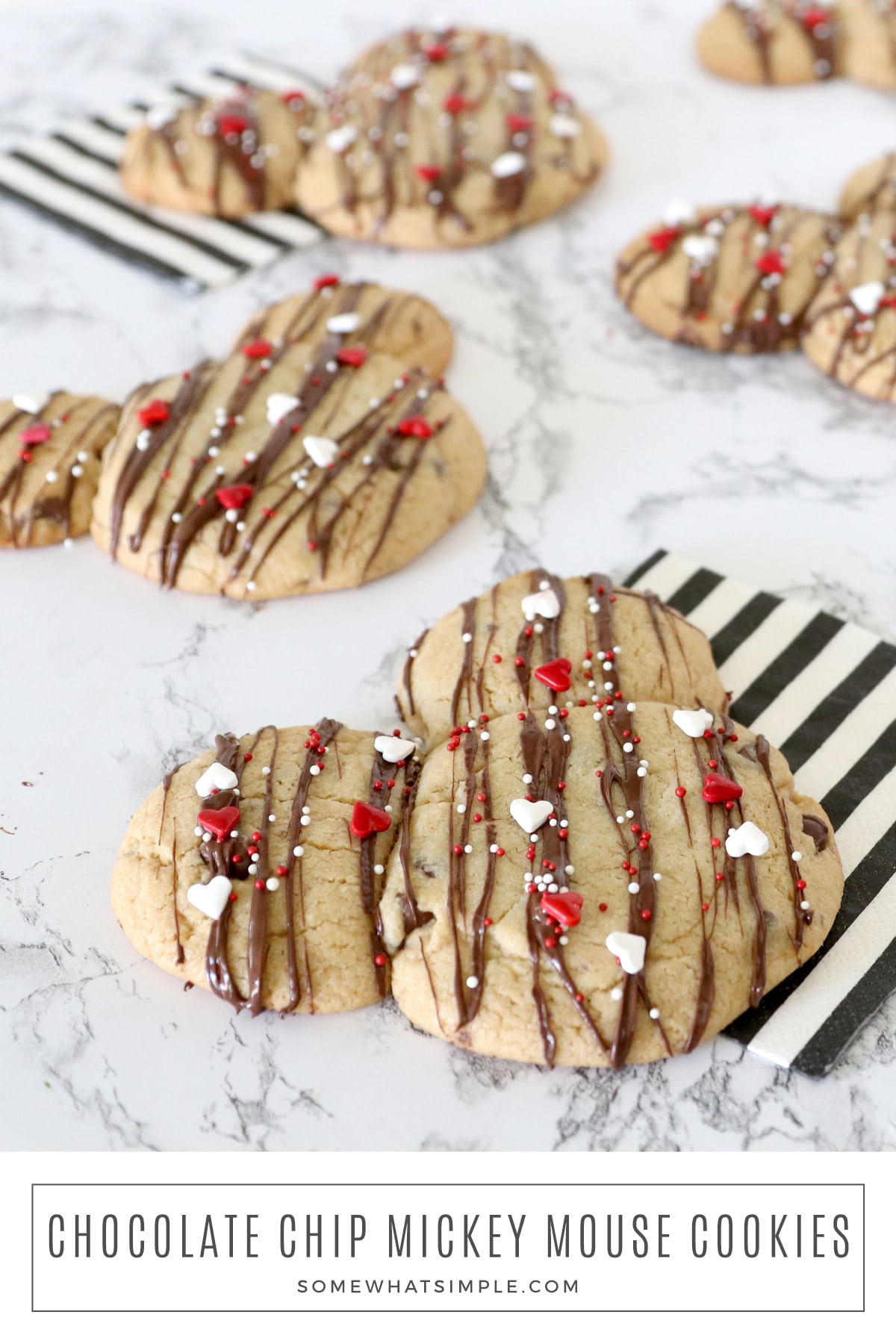 Inspired by a favorite recipe from Disneyland Paris, these Mickey Mouse Cookies will transform a simple chocolate chip cookie into something magical! via @somewhatsimple