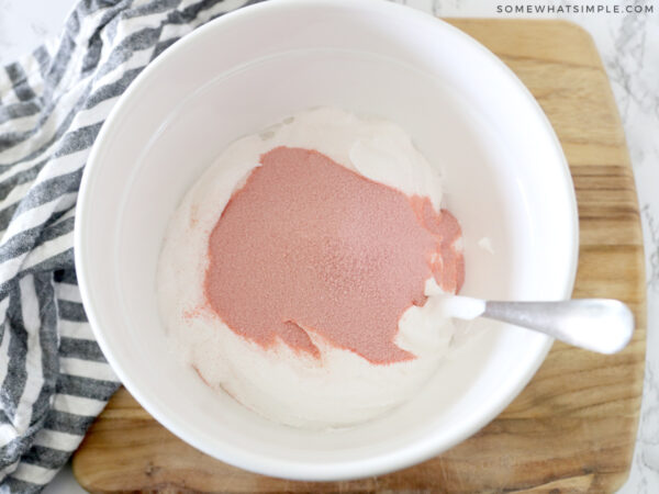 adding jello mix to cool whip