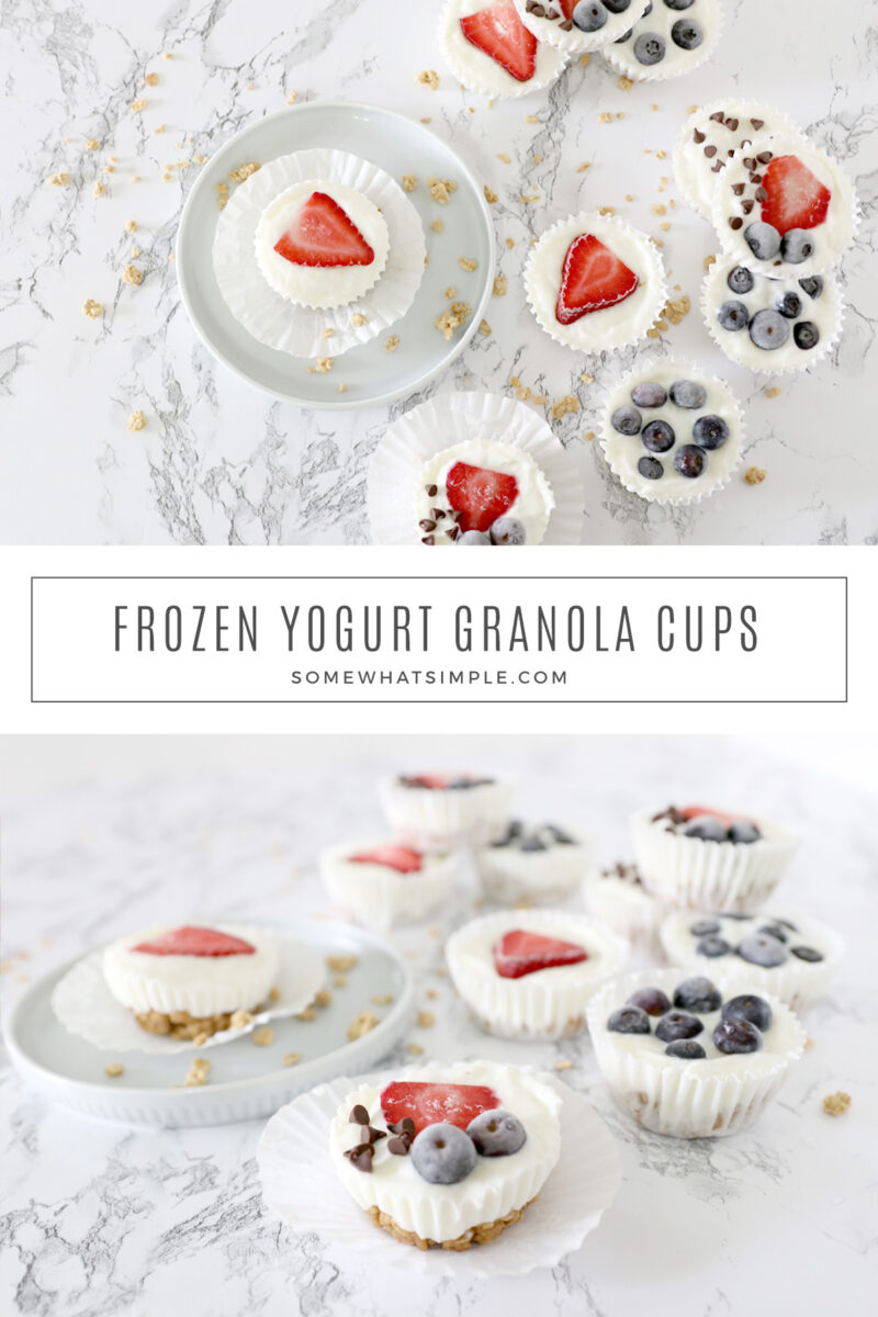 collage of images showing how to make frozen fruit parfaits