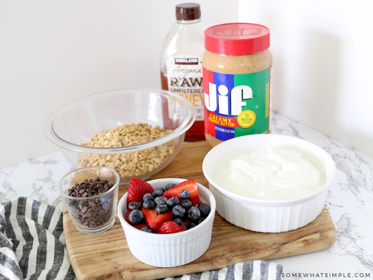 ingredients for frozen yogurt granola cups