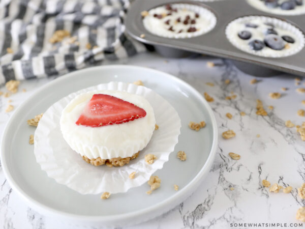 granola cupcakes with a strawberry heart