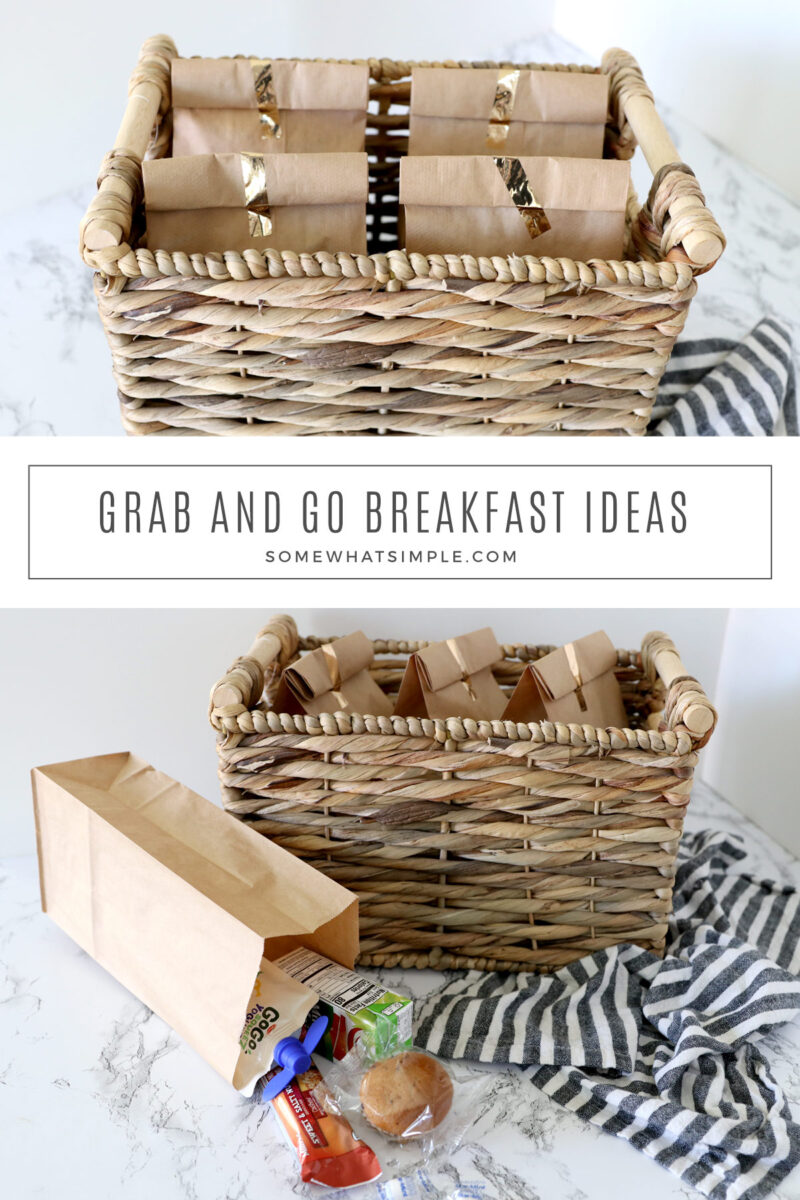 collage of grab and go breakfast ideas