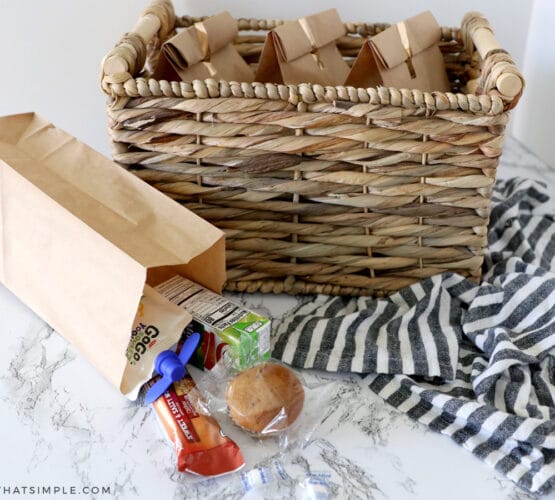 grab and go breakfast bags filled with breakfast foods