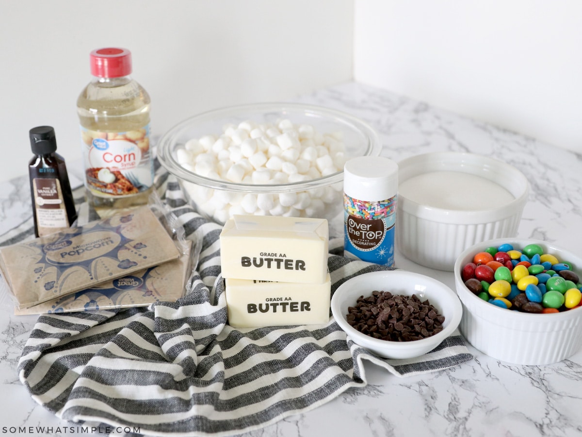 ingredients to make marshmallow popcorn