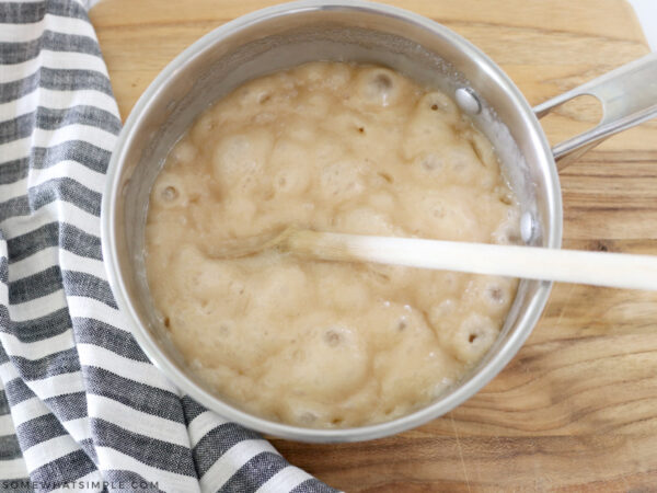 melted butter, syrup and sugar in a pot