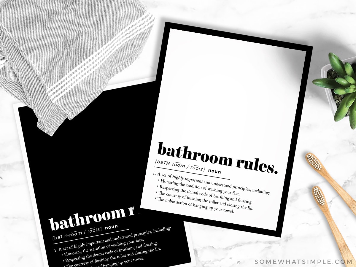 bathroom rules - vertical printables