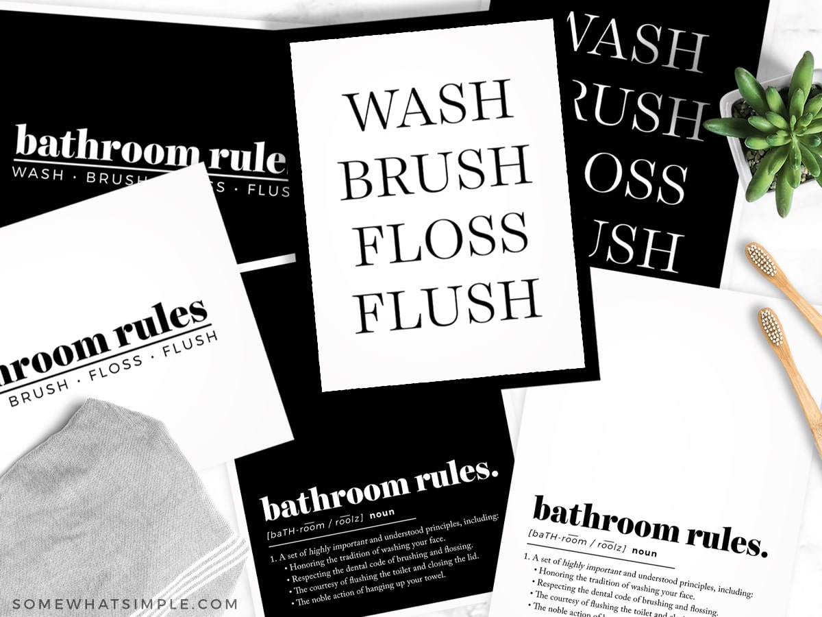bathroom prints in black and white