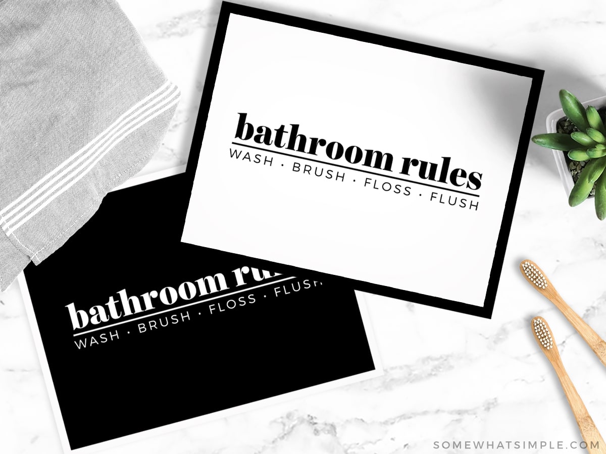 bathroom rules printed horizontally