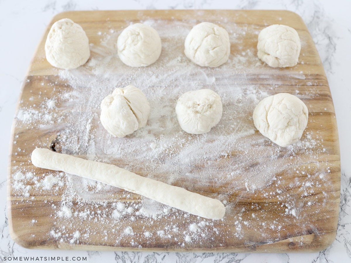 rolling out dough for breadsticks