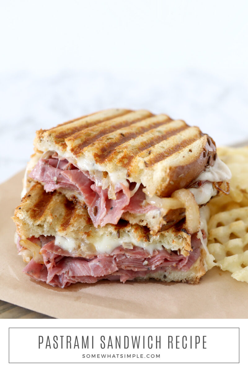 baked pastrami sandwich with fries