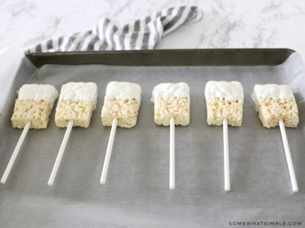 rice krispy treats dipped in white chocolate