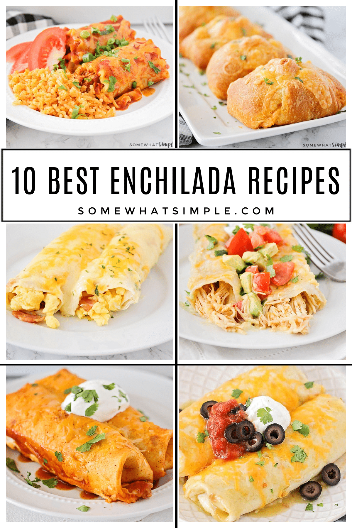 10 of the best enchilada recipes that your family will love! These variations are simple to make and totally delicious! via @somewhatsimple