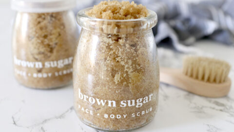 vanilla brown sugar scrub in a jar