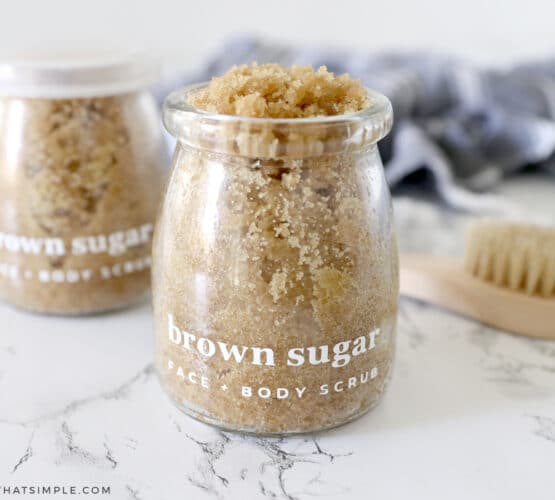 vanilla brown sugar scrub in a jar