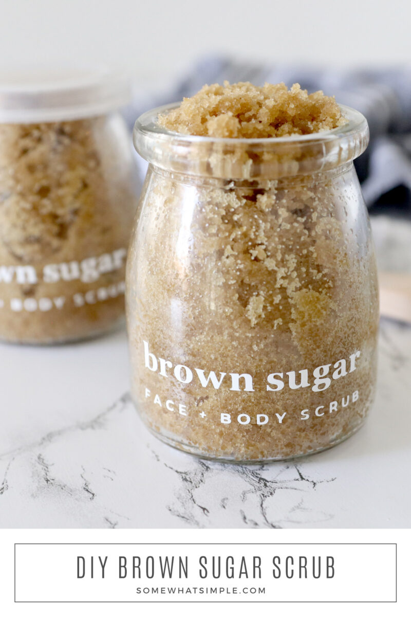 2 jars filled with brown sugar scrub