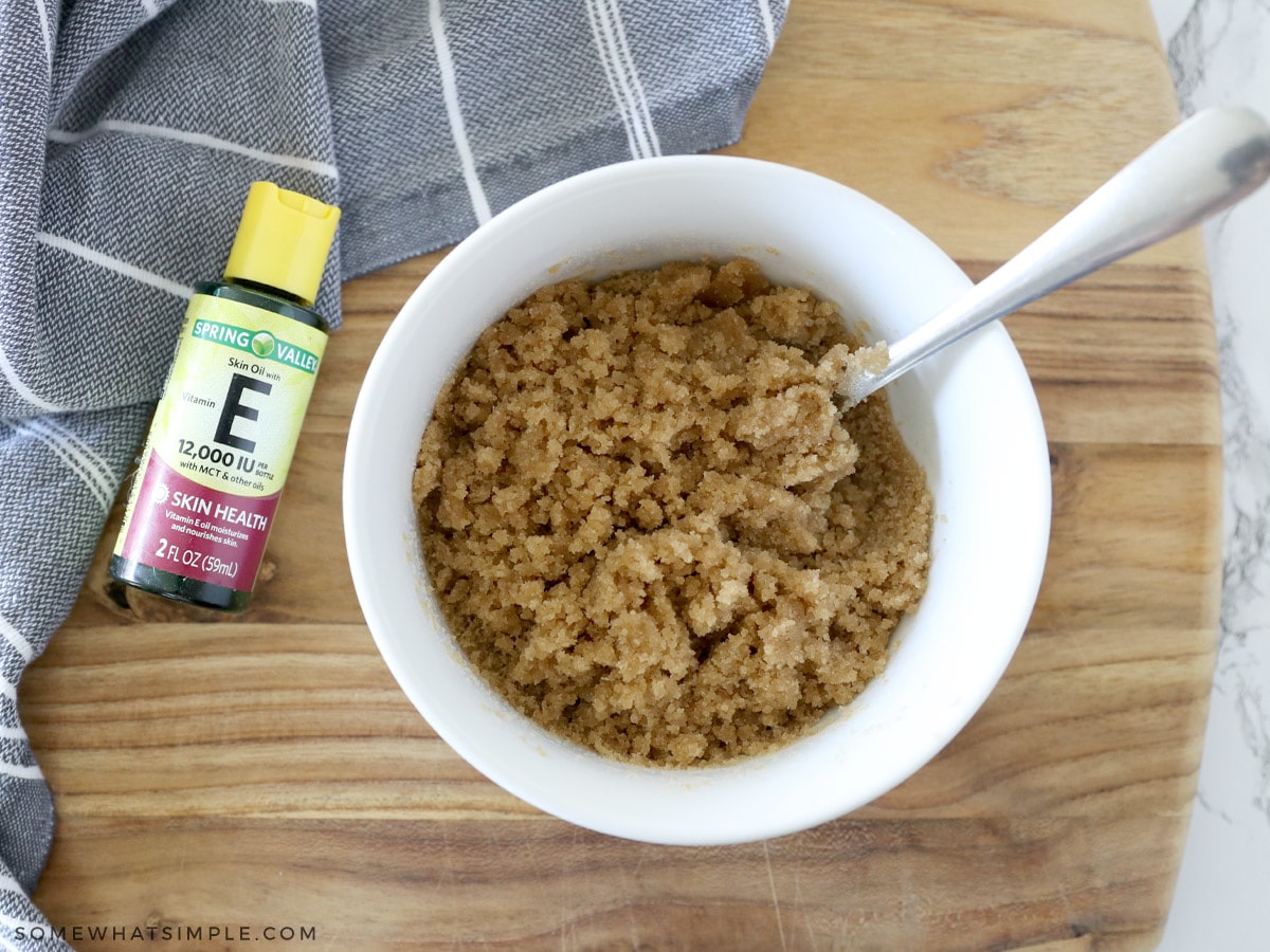 mixing up a batch of brown sugar scrub