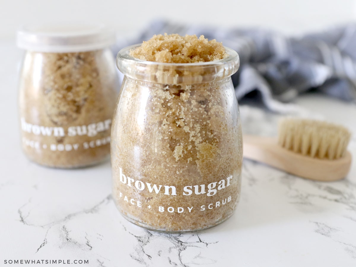 vanilla brown sugar scrub in a jar