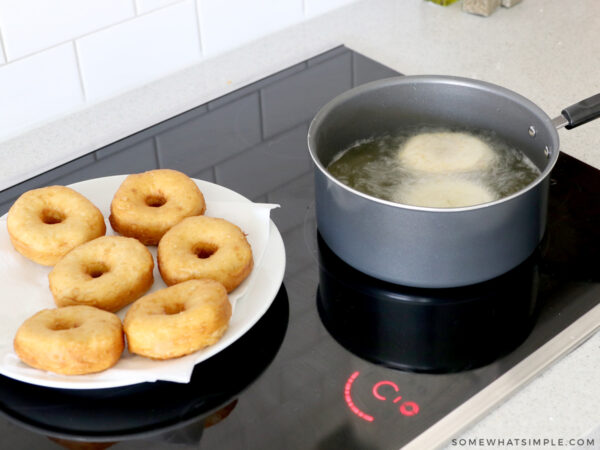 frying donuts on the stove