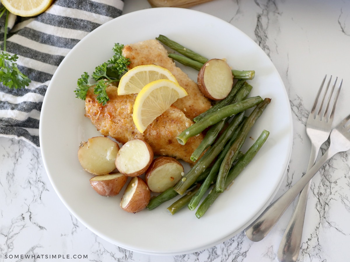 overhead shot of lemon chicken