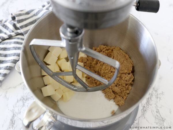 mixing butter with sugars for cookies