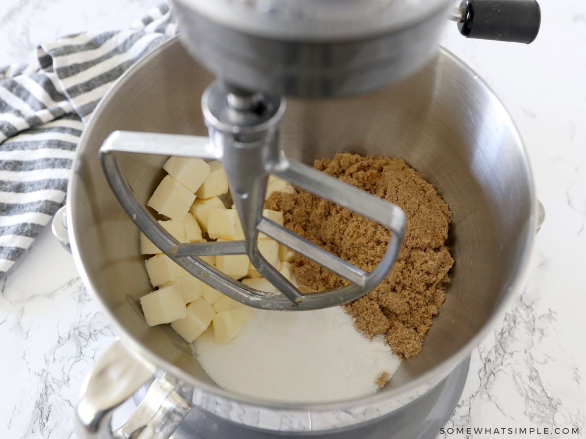 mixing butter with sugars for cookies