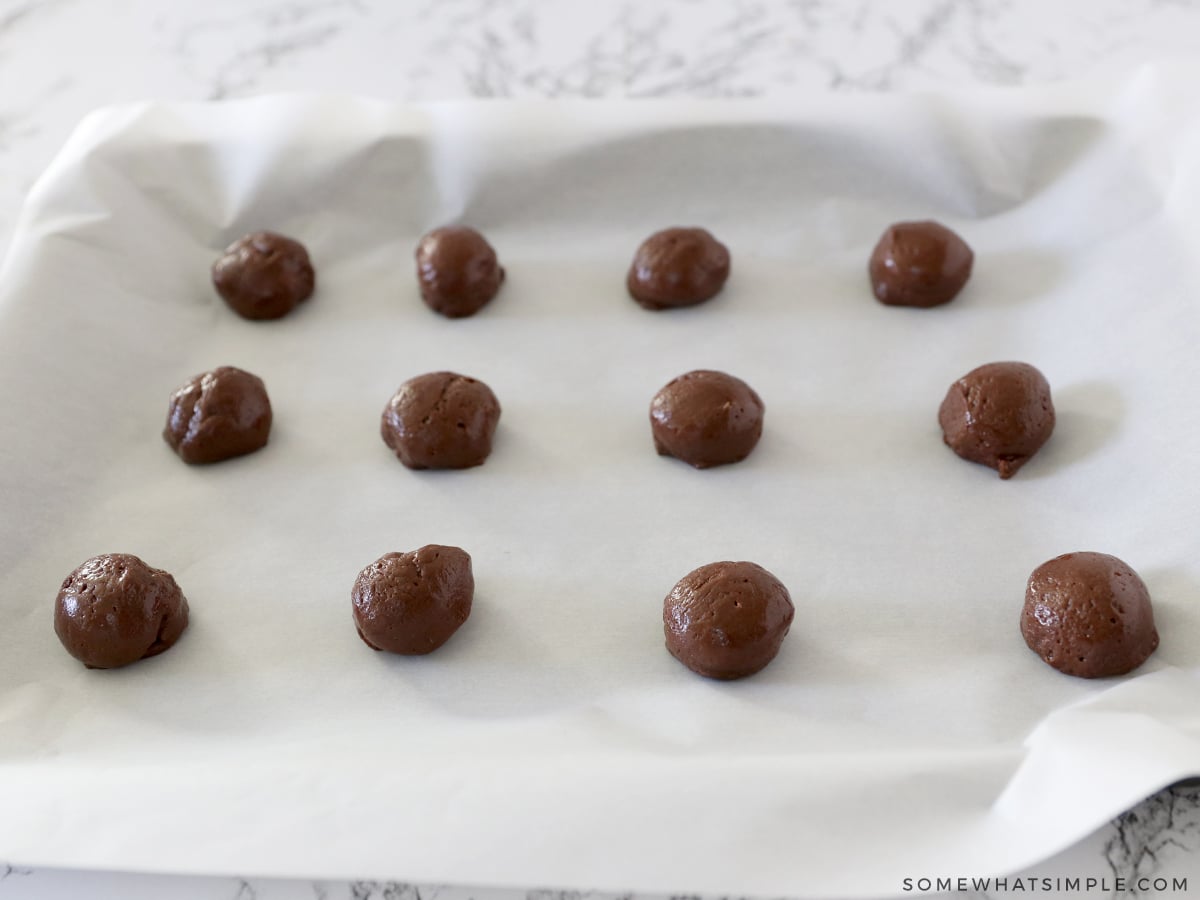 12 dough balls of chocolate cookie dough