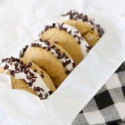 pumpkin ice cream sandwiches in a bread pan