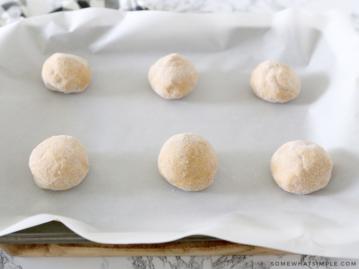 raw cookie dough on a cookie sheet