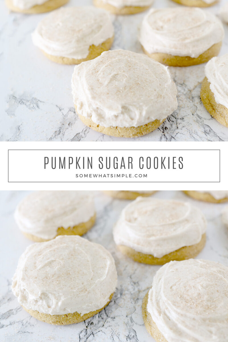 collage of pumpkin sugar cookies