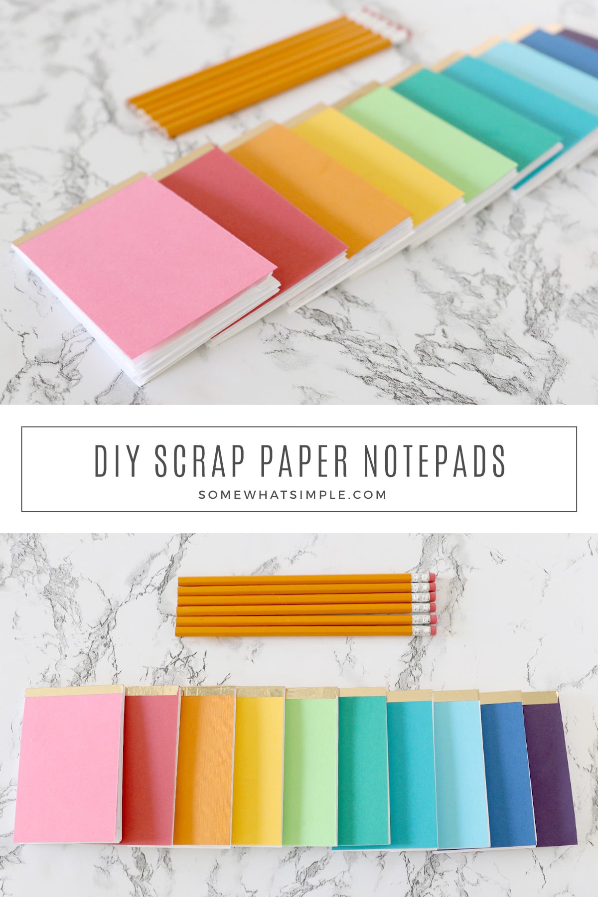 How to make a notepad with fliers and scrap paper in a simple, useful way that looks darling too! via @somewhatsimple