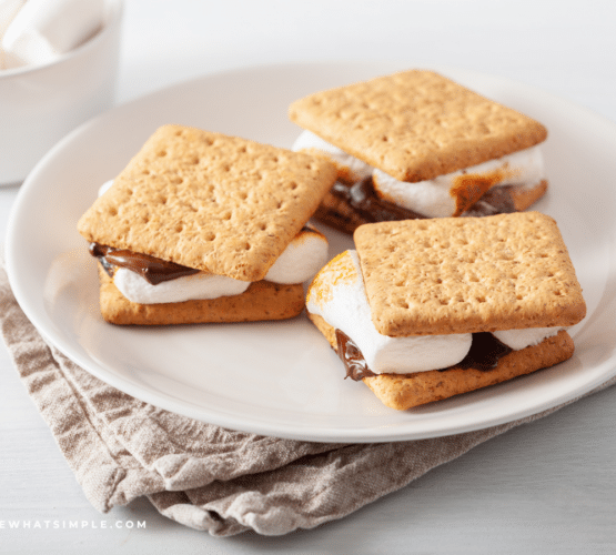 3 smores on a white plate