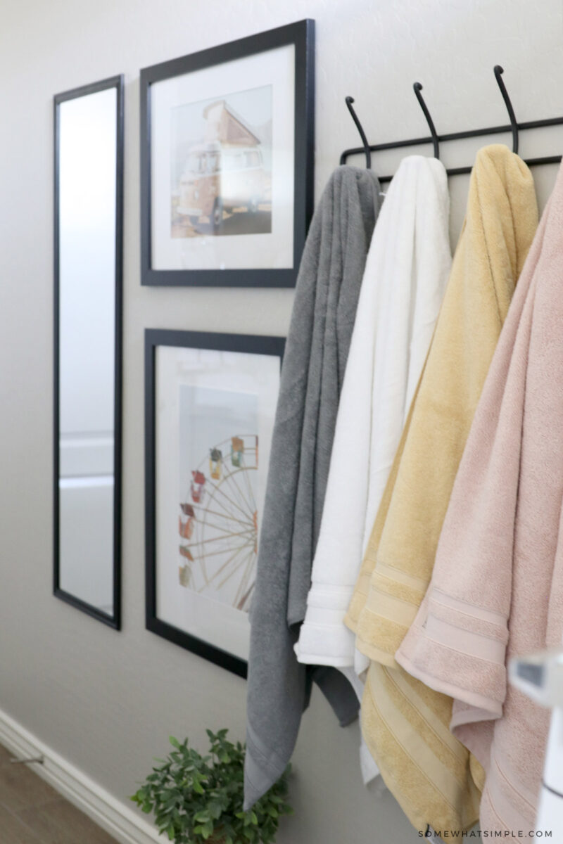 towel rack in kids bathroom