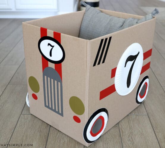 making a cardboard car for family movie night