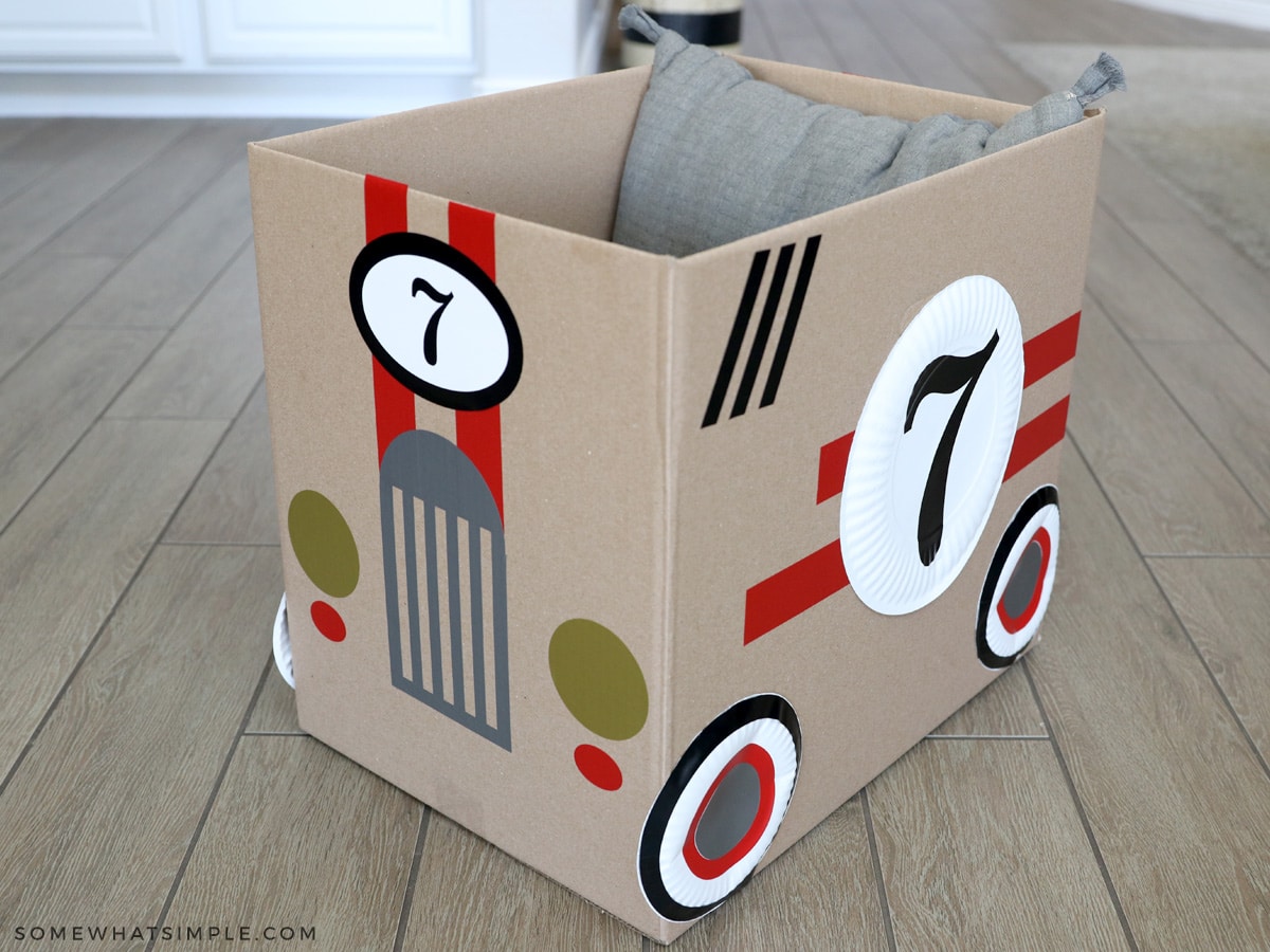 making a cardboard car for family movie night