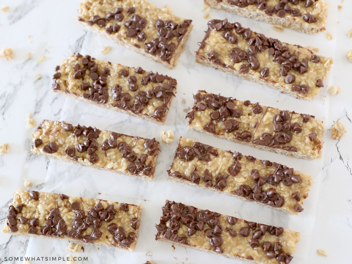 overhead shot of homemade granola bars