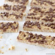 chocolate chip granola bars laying on the counter