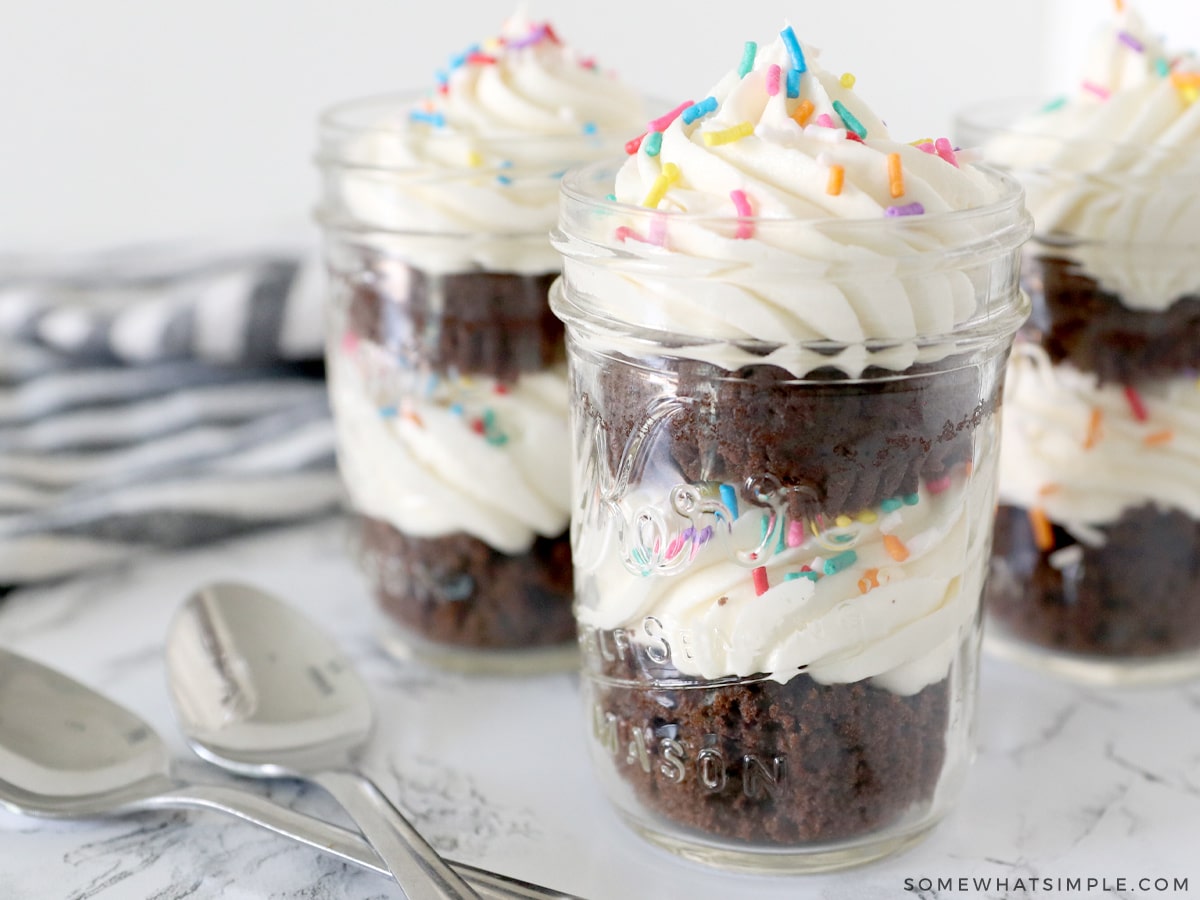 3 jars filled with cupcakes