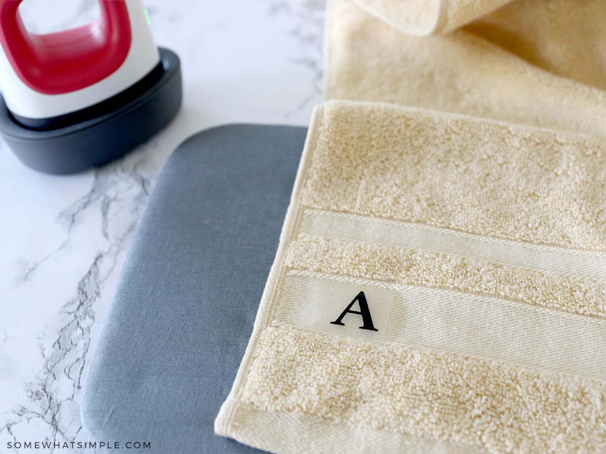 adding a monogram to a towel