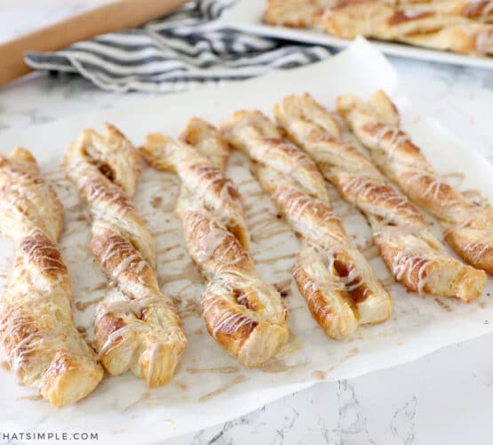 pumpkin twists on a white platter