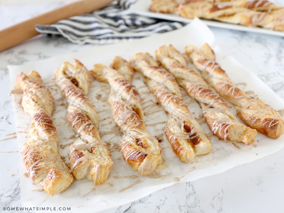 pumpkin twists on a white platter