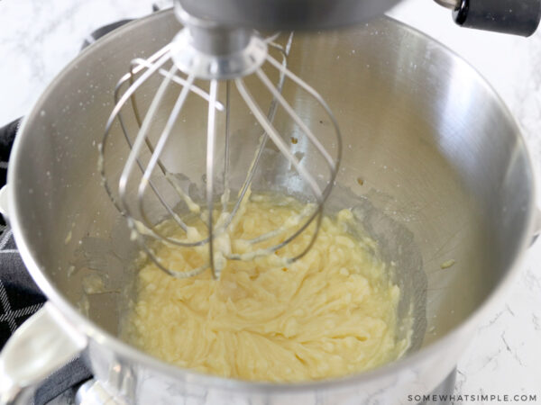 beating wet ingredients for cookies