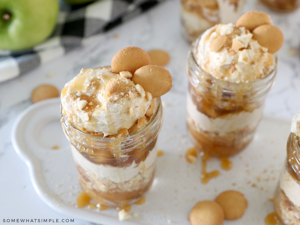 Caramel Apple Trifle in class jars