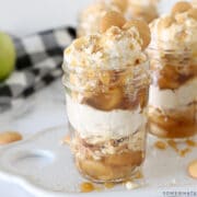 Caramel Apple Trifle in glass jars