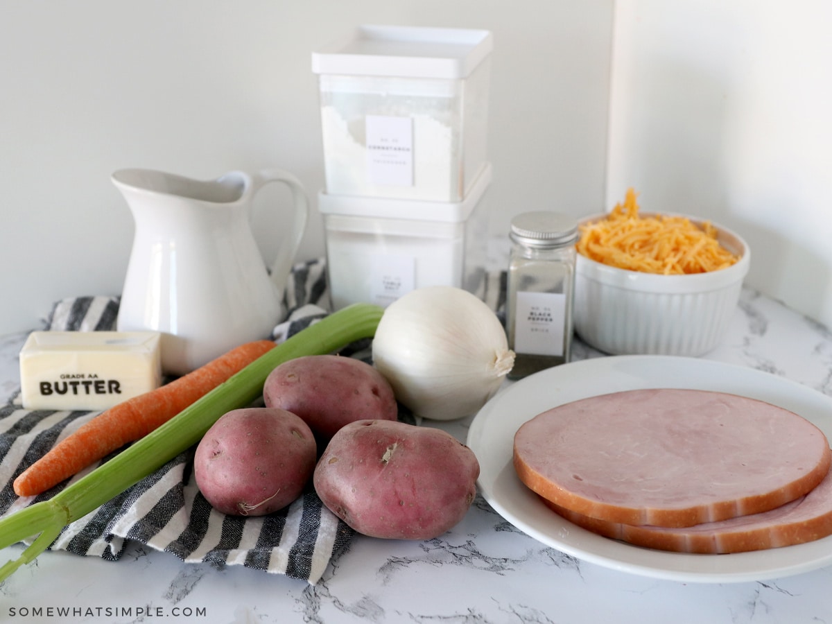 ingredients for cheddar potato soup